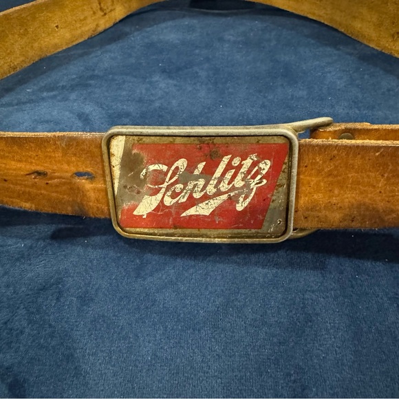 Vintage Schlitz Beer Buckle with Levi’s Belt – Leather – 1970s - 34-38